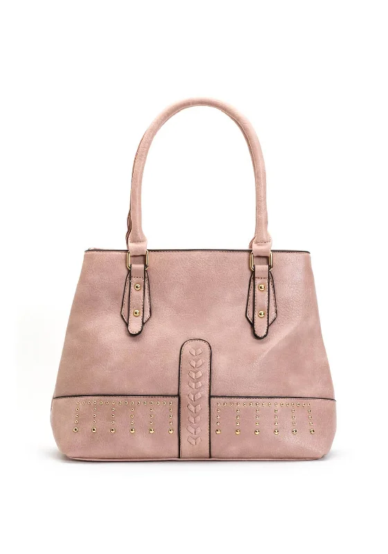 Zen Collection Studded Shopper Bag, Pink