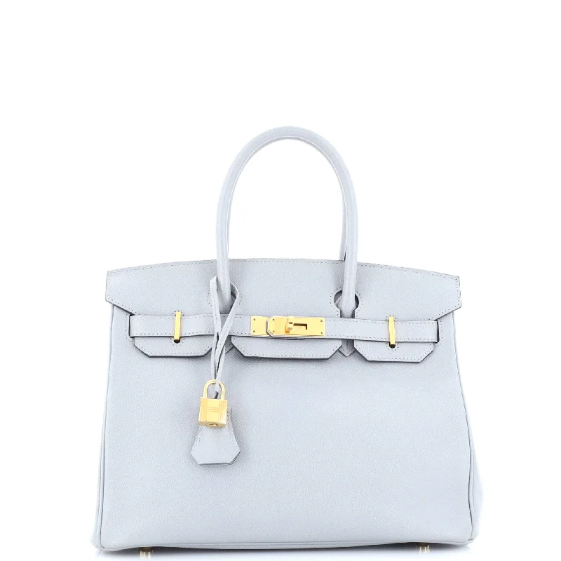 Birkin Handbag Bleu Glacier Epsom with Gold Hardware 30