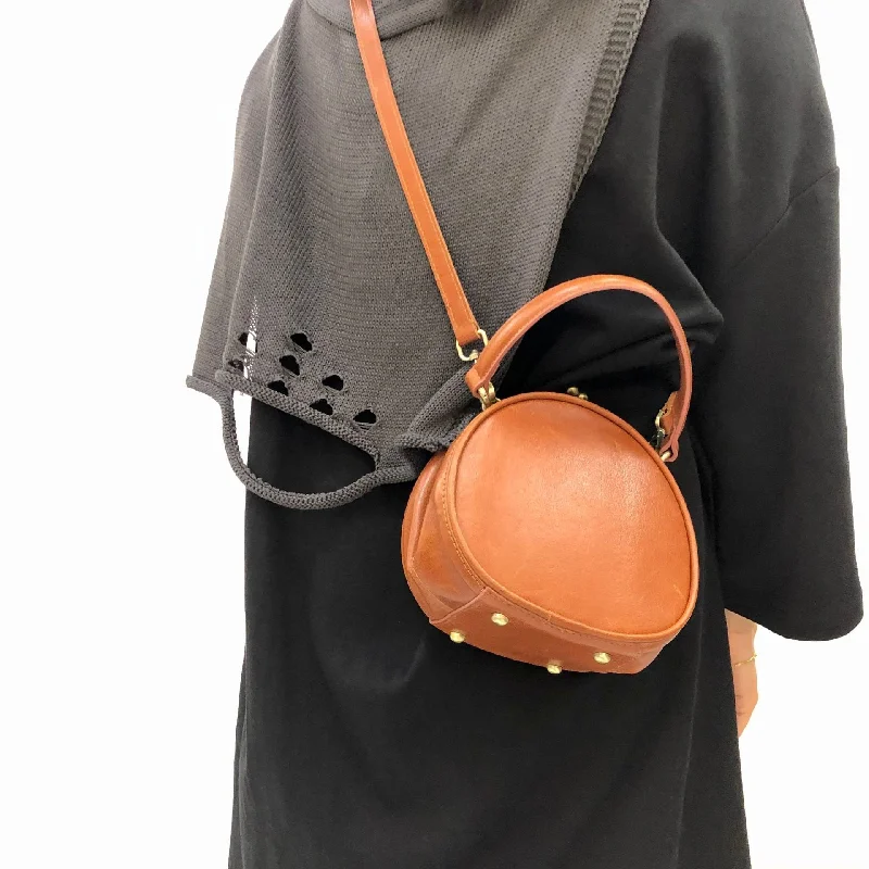 Ladies Chic Circles Elegant Round Leather Shoulder Bag Perfect for Women