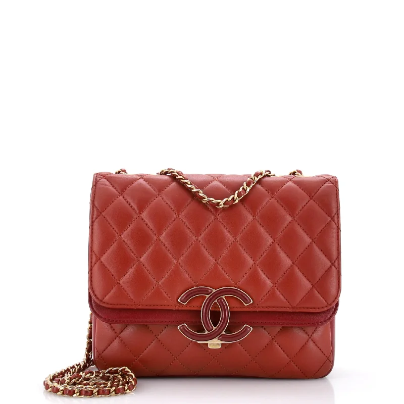 CC Chic Double Flap Bag Quilted Lambskin North South