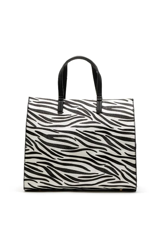 Zen Collection Zebra Print Tote Bag, Black