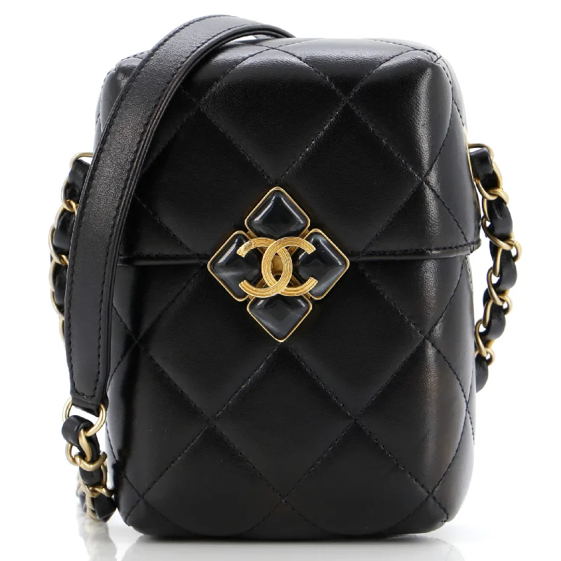 Diamond Lock CC Phone Holder Crossbody Bag Quilted Lambskin Mini