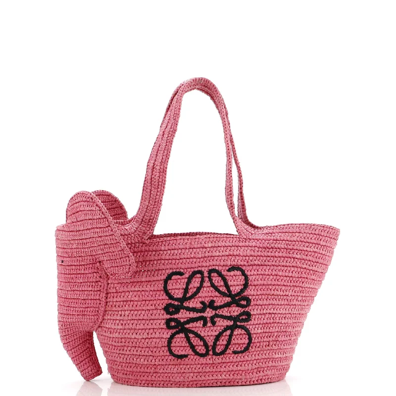 Elephant Basket Tote Raffia Small