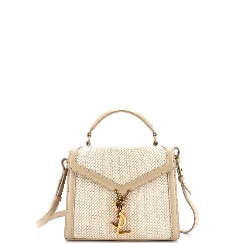 Cassandra Top Handle Bag Canvas with Leather Mini