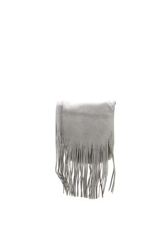 Zen Collection Fringed Small Crossbody Bag, Grey