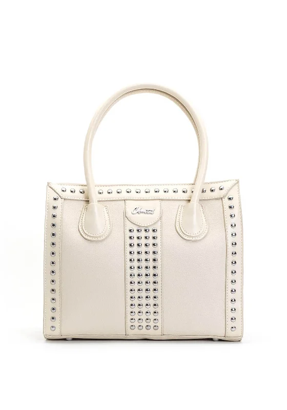 Zen Collection Studded Shoulder Bag, Ivory