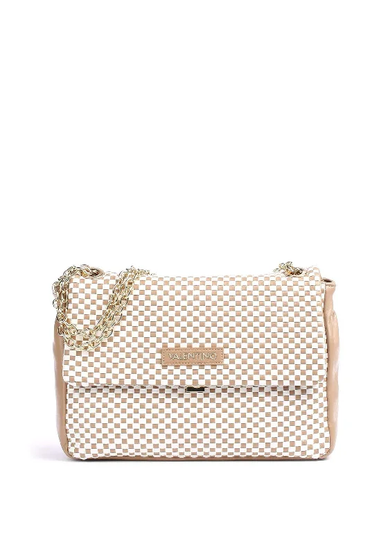 Valentino Handbags Daiquiri Woven Shoulder Bag, White & Camel