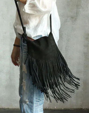 Handmade WOMENs LEATHER Tassels Shoulder Bag Vintage Crossbody Purse With tassels