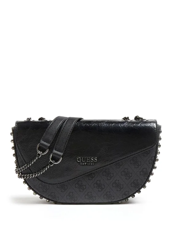 Guess Logo Vision Studded Shoulder Bag, Black