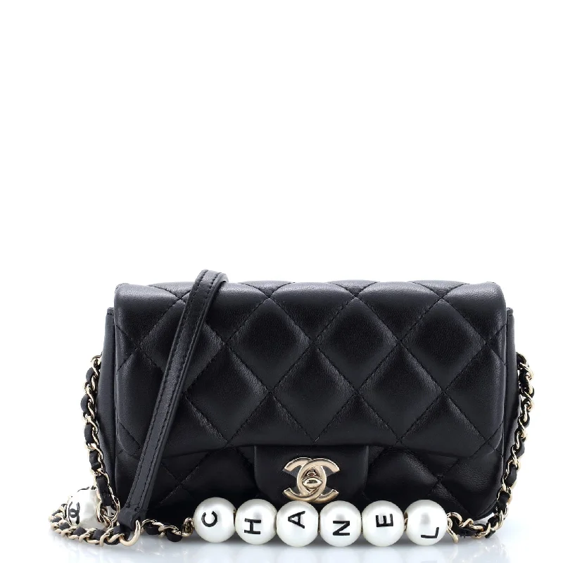 My Precious Pearls Chain Flap Bag Quilted Lambskin Small