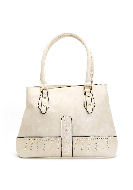 Zen Collection Studded Shopper Bag, Beige