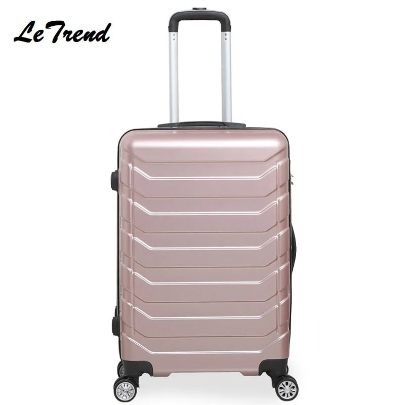 Letrend Fashion Color Abs Rolling Luggage Spinner Women Trolley Suitcase Wheels 20/24 Inch Carry On