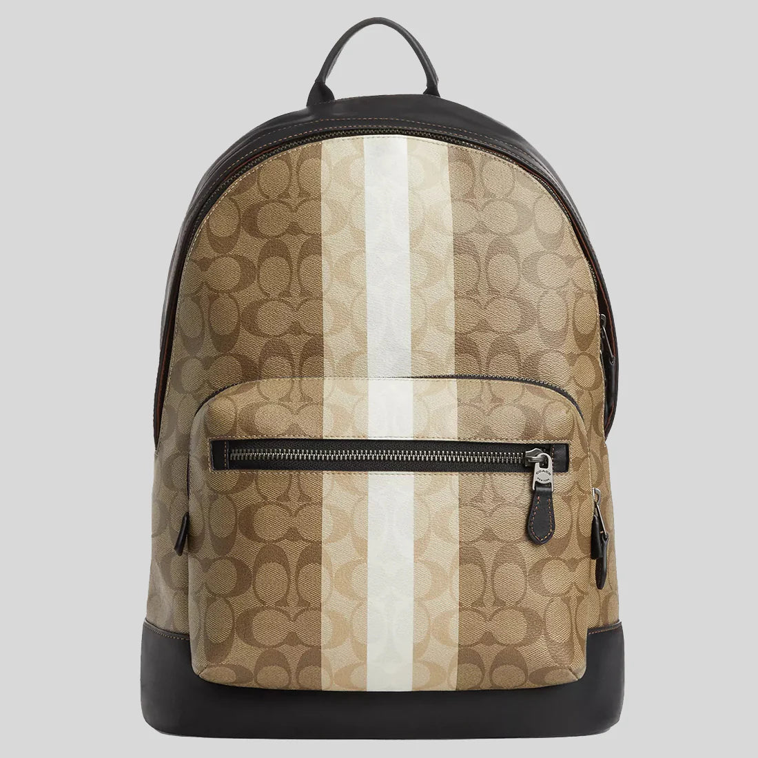 COACH West Backpack In Blocked Signature Canvas With Varsity Stripe Khaki Multi RS-CQ629