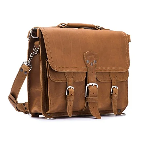 Saddleback Leather Thin Front Pocket Briefcase - 100% Full Grain Leather Laptop Bag With 100 Year