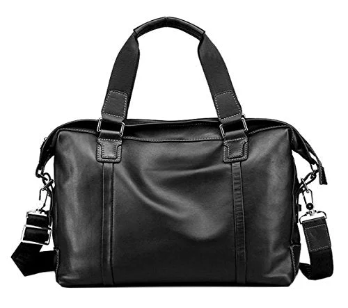 Saierlong New Mens Black Genuine Leather Briefcase Shoulder Laptop Business Bag