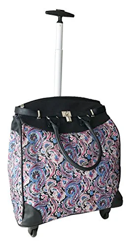 Trendy Flyer Computer/Laptop Rolling Bag 4 Wheel Case Paisley Pink