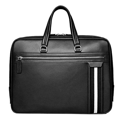 Saierlong New Mens Black Genuine Leather Briefcase Shoulder Laptop Business Bag