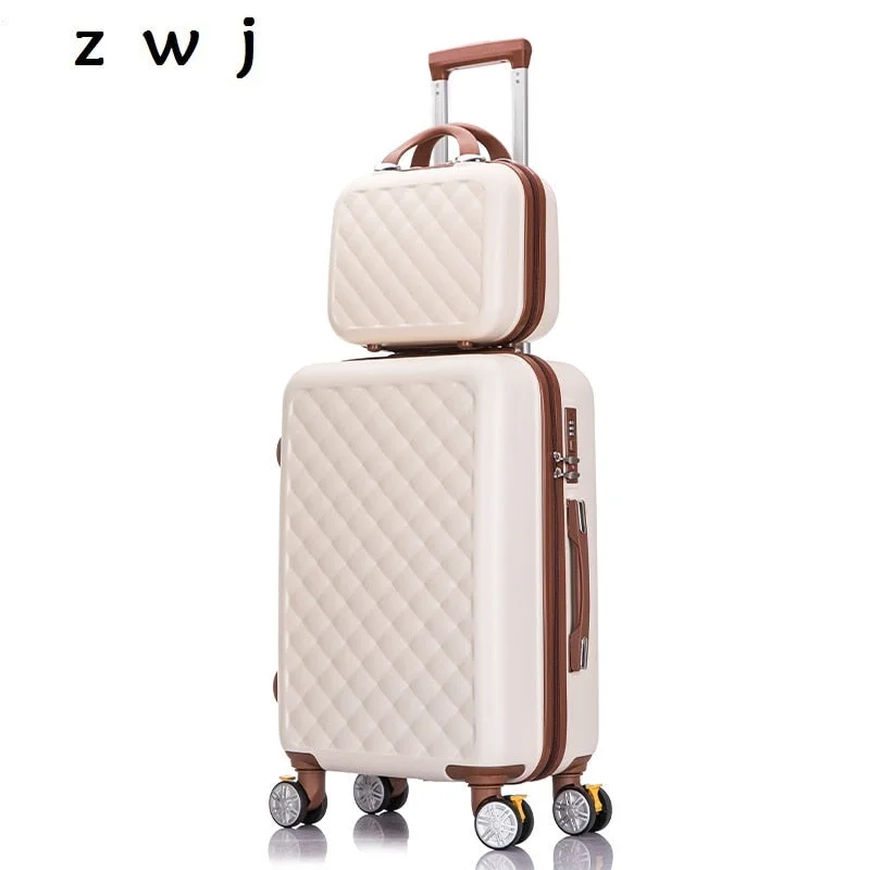 Carry-On Suitcase With Wheels Women Luggage With 14 Inch Travel Bag Cosmetic Bags Luggage Sets