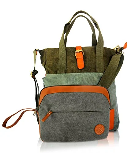 Canvas Tote Shoulder Bag With Large Padded Laptop Compartment And Bonus Ipad/Tablet Sleeve. Perfect