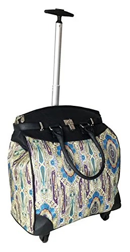 Trendy Flyer Computer/Laptop Rolling Bag 4 Wheel Case Paisley Blue