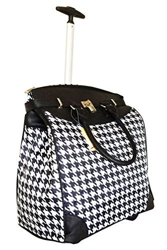 Trendy Flyer Computer/Laptop Rolling Bag 2 Wheel Case Houndstooth Black