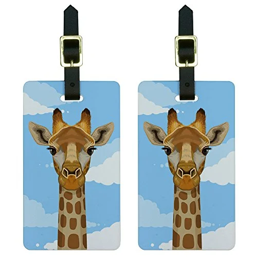 Graphics & More Giraffe In Sky-Safari Animal Luggage Tags Suitcase Carry-On Id, White