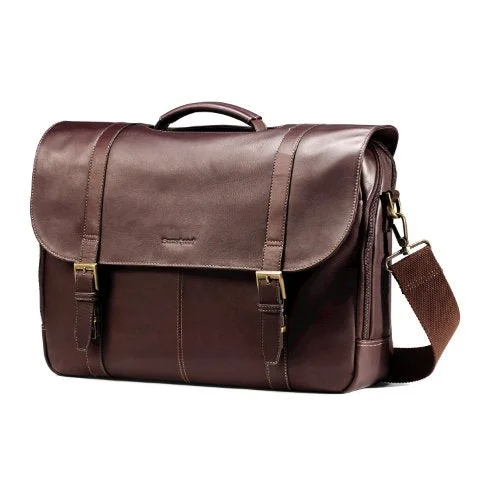 Samsonite Colombian Leather Flap-Over Messenger Bag, Brown, One Size