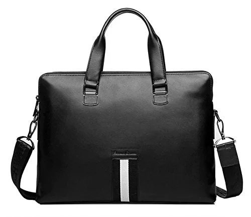 Saierlong New Mens Black Genuine Leather Briefcase Shoulder Laptop Business Bag