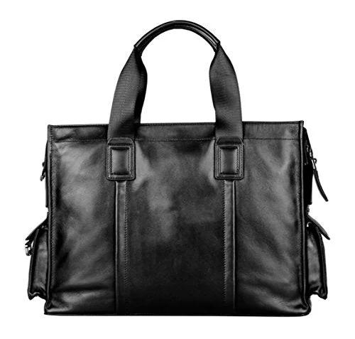 Saierlong New Mens Black Genuine Leather Briefcase Shoulder Laptop Business Bag