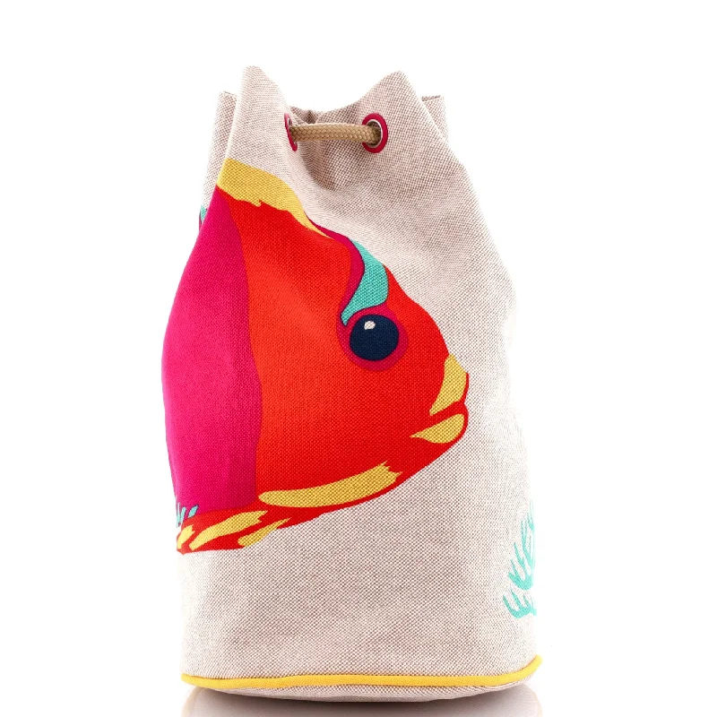 Under The Waves Drawstring Duffle Bag Printed Canvas