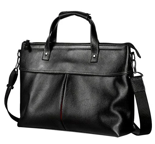 Saierlong New Mens Black Genuine Leather Briefcase Shoulder Laptop Business Bag