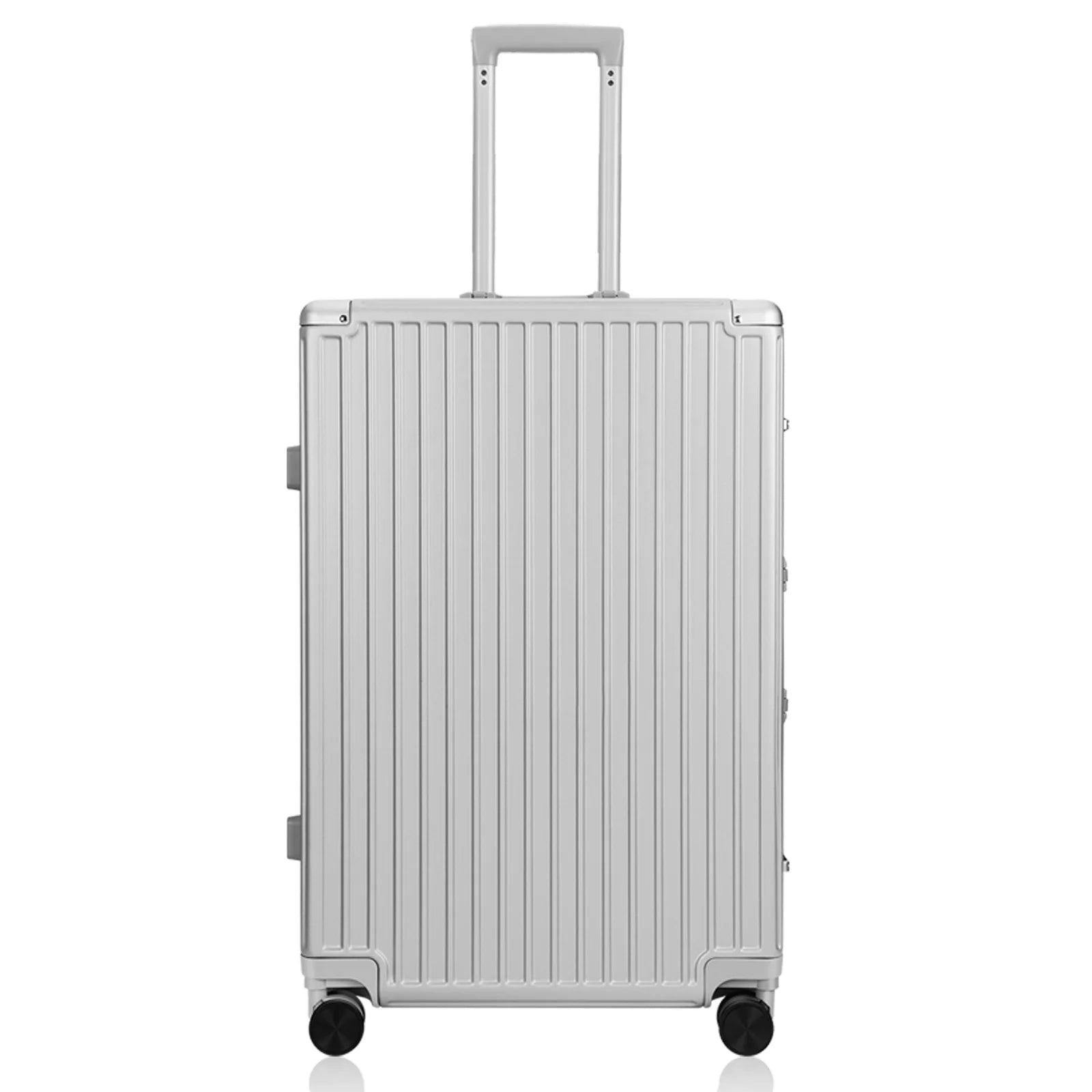 ANTAKO Luggage with Aluminum Frame, 24" Hard Shell Travel Suitcase Zipperless Checked Luggage with 360° Spinner Wheels TSA Lock, Silver