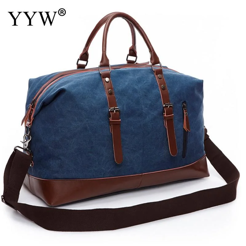 Yyw Canvas Leather Large Capacity Men Travel Bags Carry On Luggage Bags Men  Bags Travellling