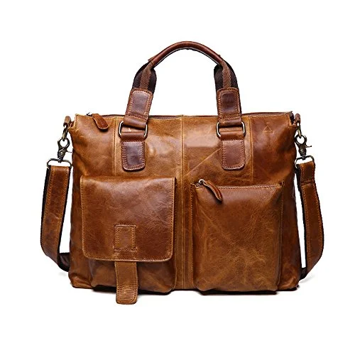 Sealinf Men'S Retro Leather Handbag/Shoulder Bag Business Laptop Briefcase (Light Brown)