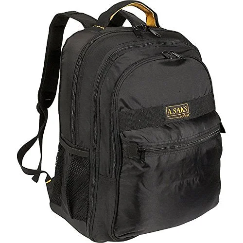 A. Saks Deluxe Expandable Laptop Backpack, Black/Yellow