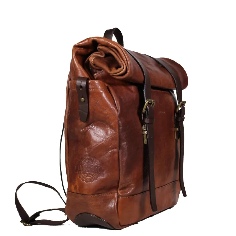 ITALIAN LEATHER ROLL-TOP BACKPACK