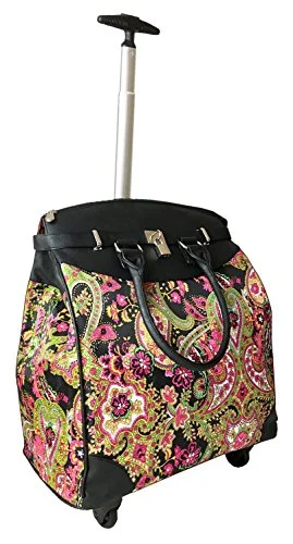 Computer/Laptop Rolling Bag 4 Wheel Case Paisley Green