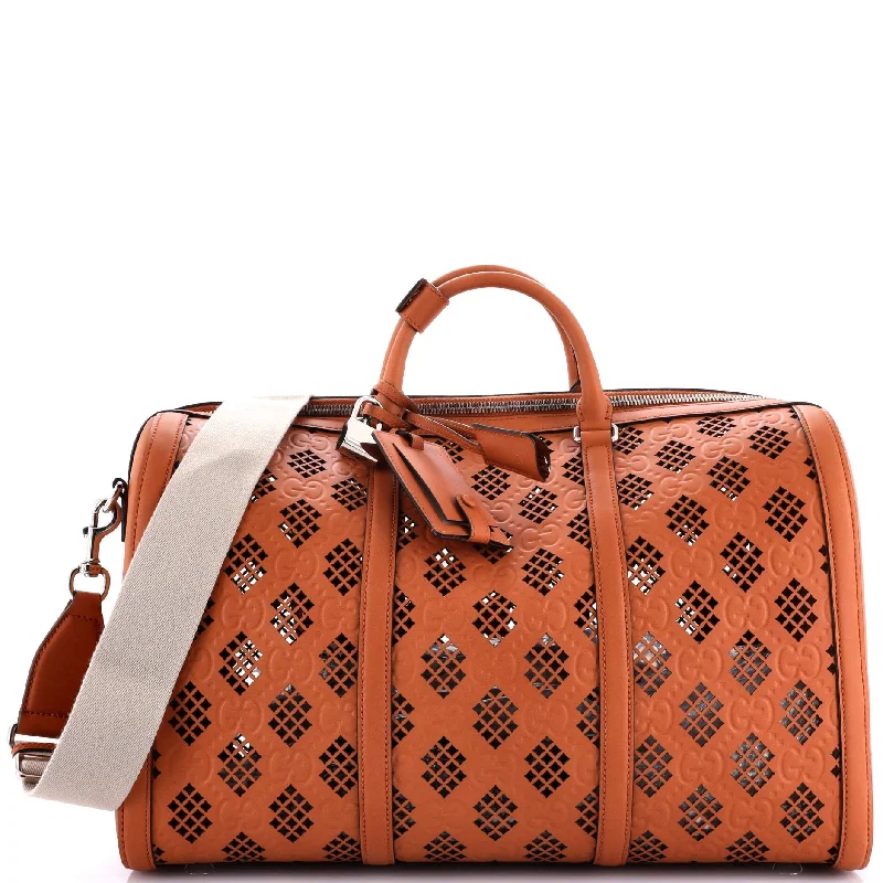 Convertible Duffle Bag GG Debossed Laser Cut Leather Large