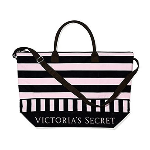 Victoria'S Secret Expandable Pink Black Weekender Duffle Travel Bag Carry-On