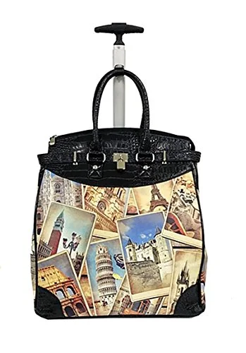 Trendy Flyer Computer/Laptop Rolling Bag 2 Wheel Case Postcards