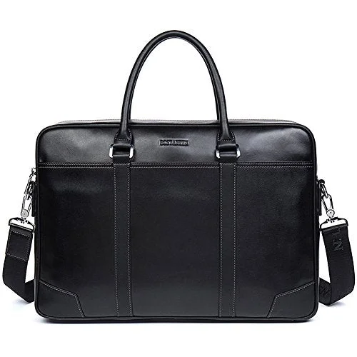 Bostanten Leather Briefcase Messenger Business Bags Laptop Handbag Black